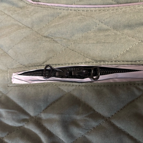 THINK! Reversible Dog Pet Coat Quilted Hook & Loop closure Green Tan NWOT - Picture 9 of 15